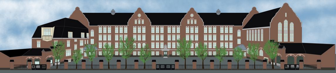 En stor bygning med mange vinduer