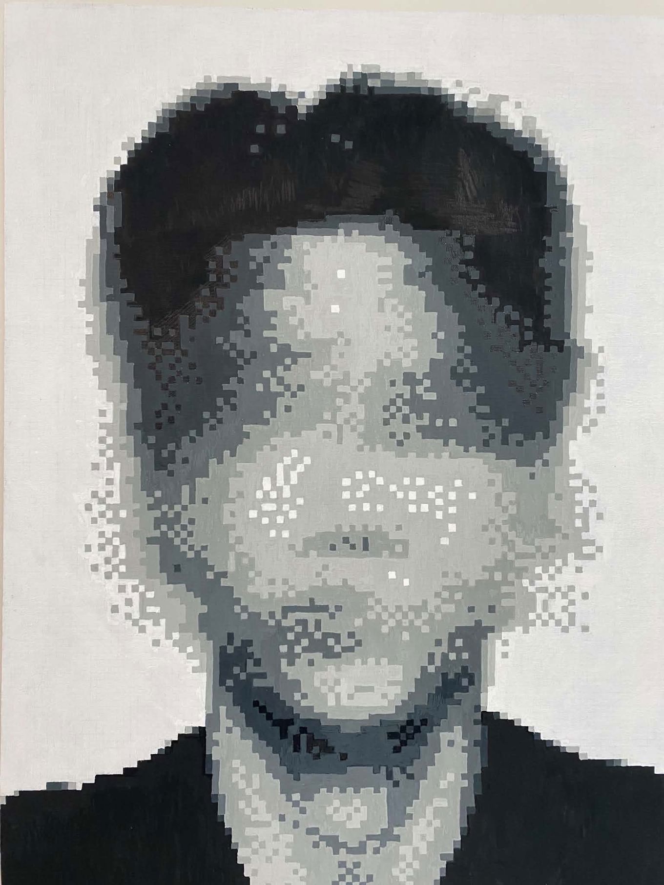 a black and white photo of a man's face a black and white photo of a man's face